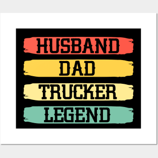 Husband Dad Trucker Legend Posters and Art